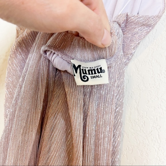 Show Me Your MuMu Collette Collar Dress Maxi Magic Mauve Glimmer Pink Size Small - Picture 6 of 9